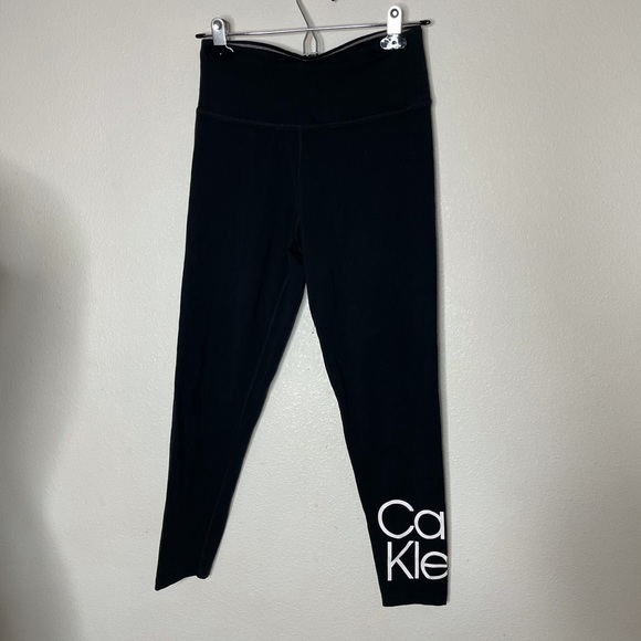 CALVIN KLEIN Performance Logo Women's High Waist 7/8 Leggings Black Size Small - Picture 1 of 6